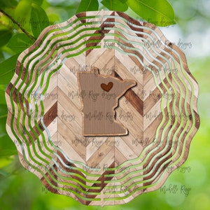Minnesota Wood Grain Wind Spinner, Spinners de viento colgantes para exteriores, diseño de sublimación, descarga instantánea