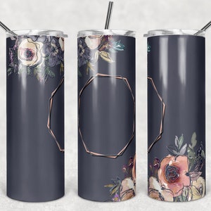 Floral Purple, Place for Name, Place for Logo, Skinny Tumblers, 20 oz Tumbler, Instant Download, PNG