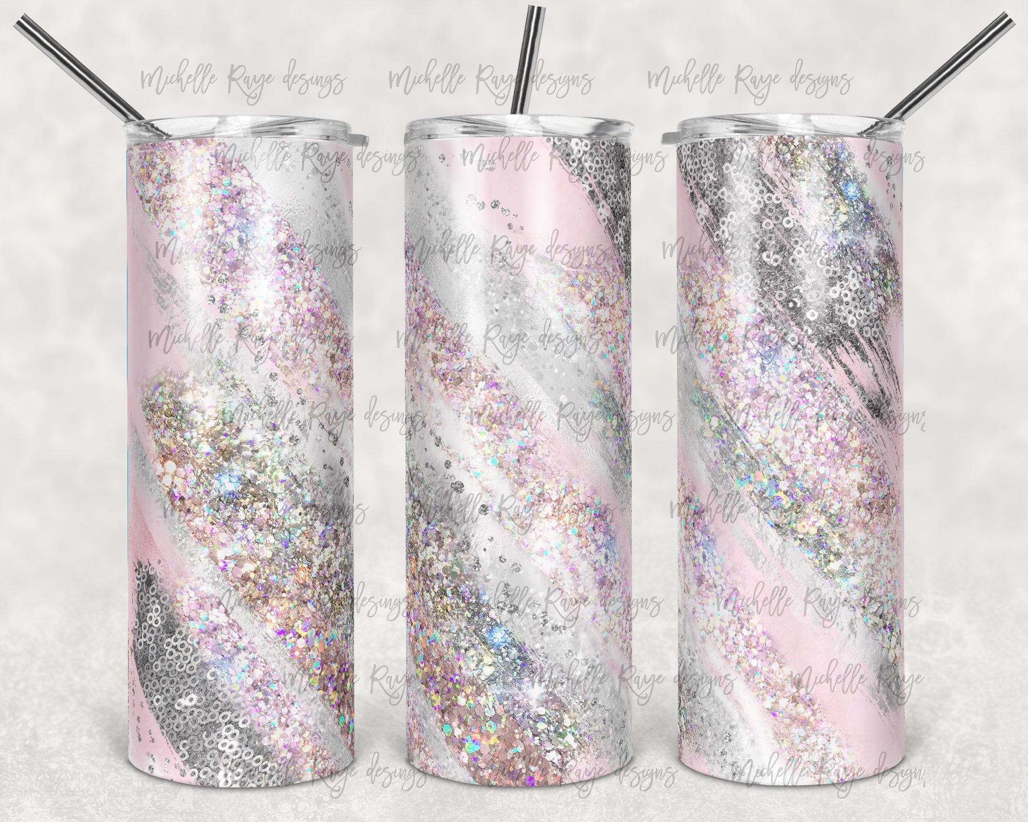 Pink Glitter Stainless Steel Sublimation Skinny Tumbler - 20oz. (50