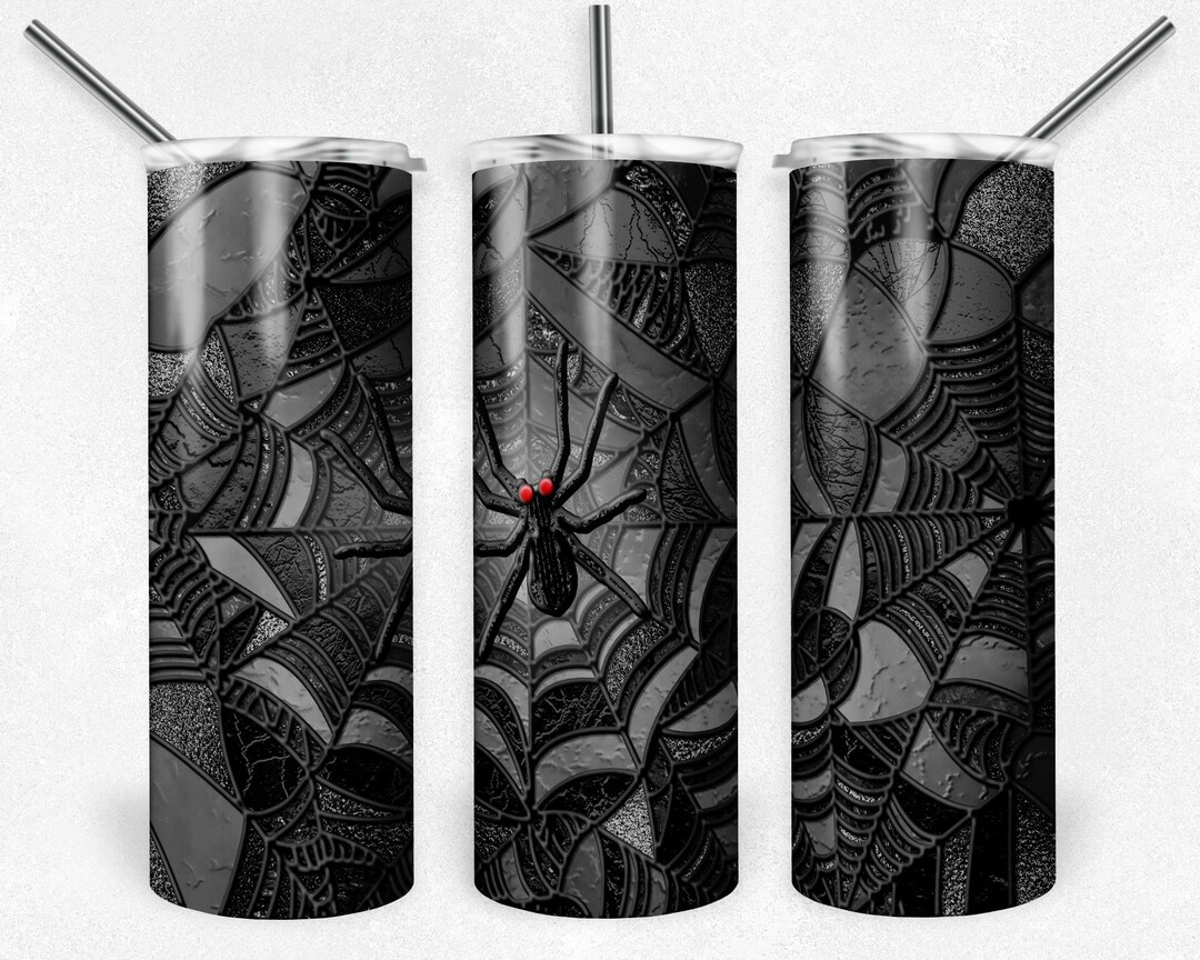 Spider Web Stained Mosaic Glass PNG, Halloween, Skinny Tumbler File ...