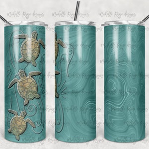 Schildkrötenbecher, 3D-Look, Sublimation auf dünne Becher, Schildkrötenliebhaber, Sofortiger Download, PNG Clipart Sub, Kunstbecher Tamara, DESIGN