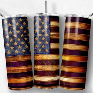 Hölzerne amerikanische Flagge Becher, PNG Wrap, Vaterländisches Design, Sublimation, dünne Becher, 20 Unzen Becher, sofortiger Download, PNG Bild 2