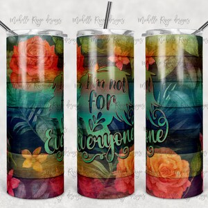 Non sono per tutti, Fiori su legno arcobaleno, Country Chic, Sublimazione, Bicchiere magro da 20 oz, Download digitale istantaneo