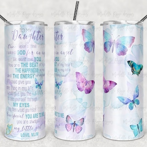 Borboleta para minha filha, Sublimação de borboletas em copos finos, Pastel, Poema para filha, da mãe Download instantâneo, png clipart Sub,