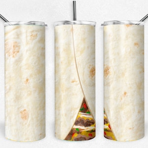Taco, Burrito, tortilla, 20 oz Skinny Tumbler, Sublimation Design, Digital Download PNG, Instant DIGITAL ONLY