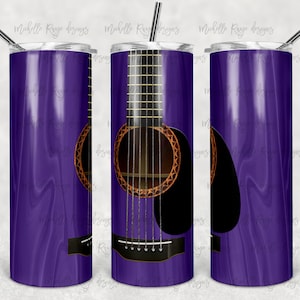 Donkerpaarse akoestische gitaar, muziekinstrument, sublimatie, 20 oz Skinny Tumbler, Instant Download, PNG