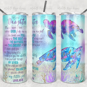 Meeresschildkröte für meine Tochter, Unter der Meeressublimation auf dünnen Bechern, Glitzergedicht für Tochter MUM, sofortiger Download, Png Clipart Sub,