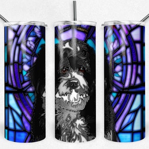 Bernedoodle Glasmalerei PNG Sublimation Becher wickeln, Becher Datei, 20 Unzen Becher Design, digitaler Download, PNG Bernadoodle Hund Mama