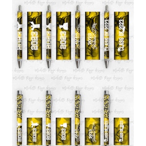 2023 Abschluss PNG Pen Wraps Gelb und Schwarz Set 3,2023 Senior Pen Datei, Klasse von 2023 Mockup enthalten, Schulfarben, High School, College