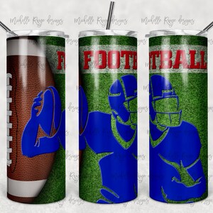 Football and Football Player on Grass, Sublimation, 20 oz Skinny Tumbler, Instant Digital Download