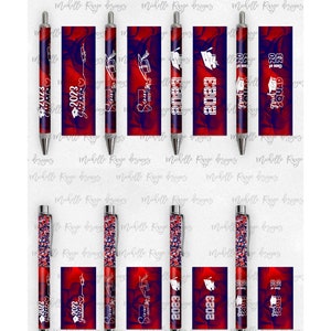 2023 Graduation PNG Pen Wraps Rot und Blau Set 2,2023 Senior Pen-Datei, Klasse von 2023 Mockup enthalten, Schulfarben, High School, College