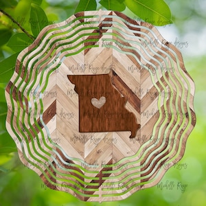Missouri Wood Grain Wind Spinner, Spinners de viento colgantes para exteriores, diseño de sublimación, descarga instantánea