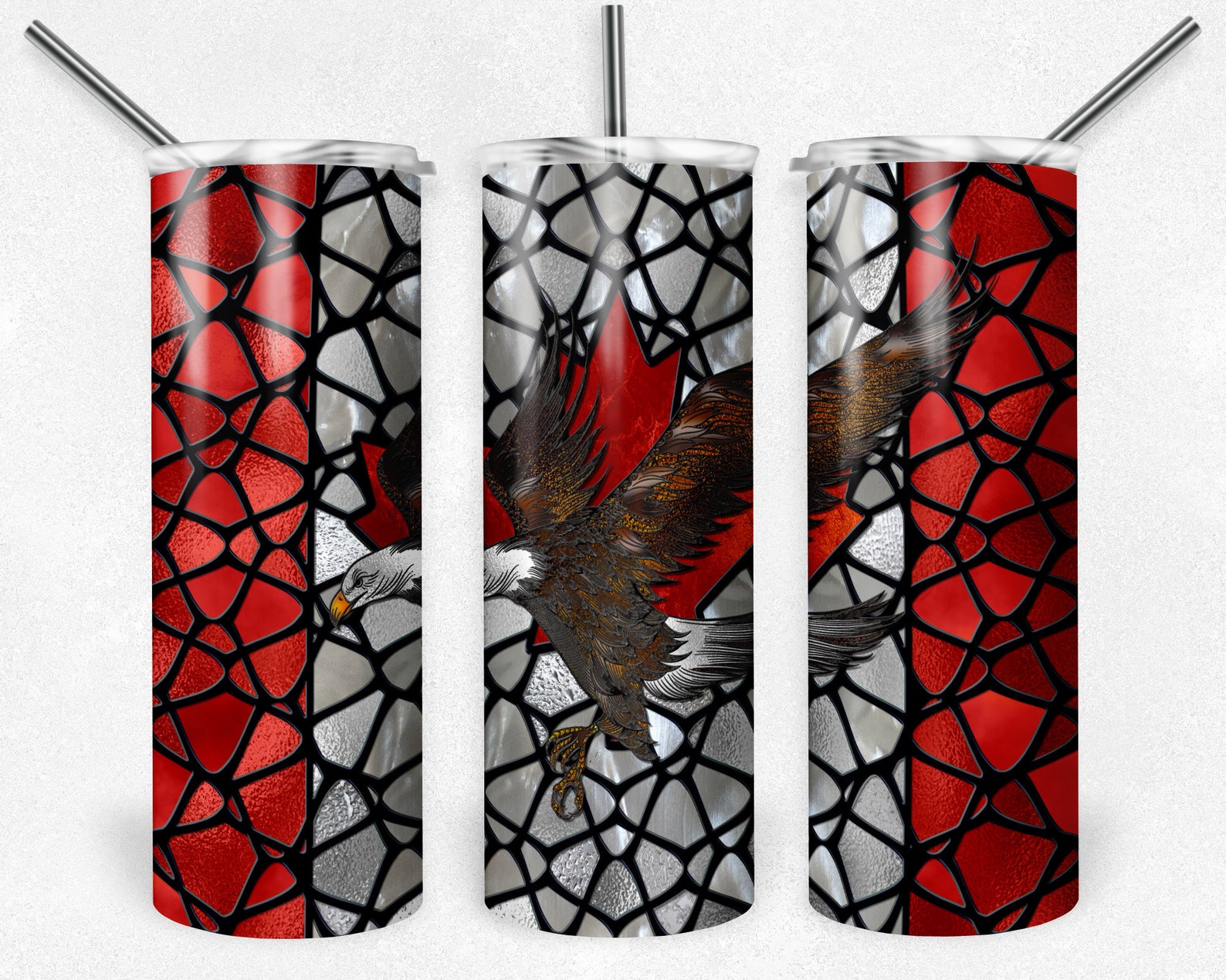 Eagle Canadian Flag Stained Glass Sublimation Tumbler Design Etsy