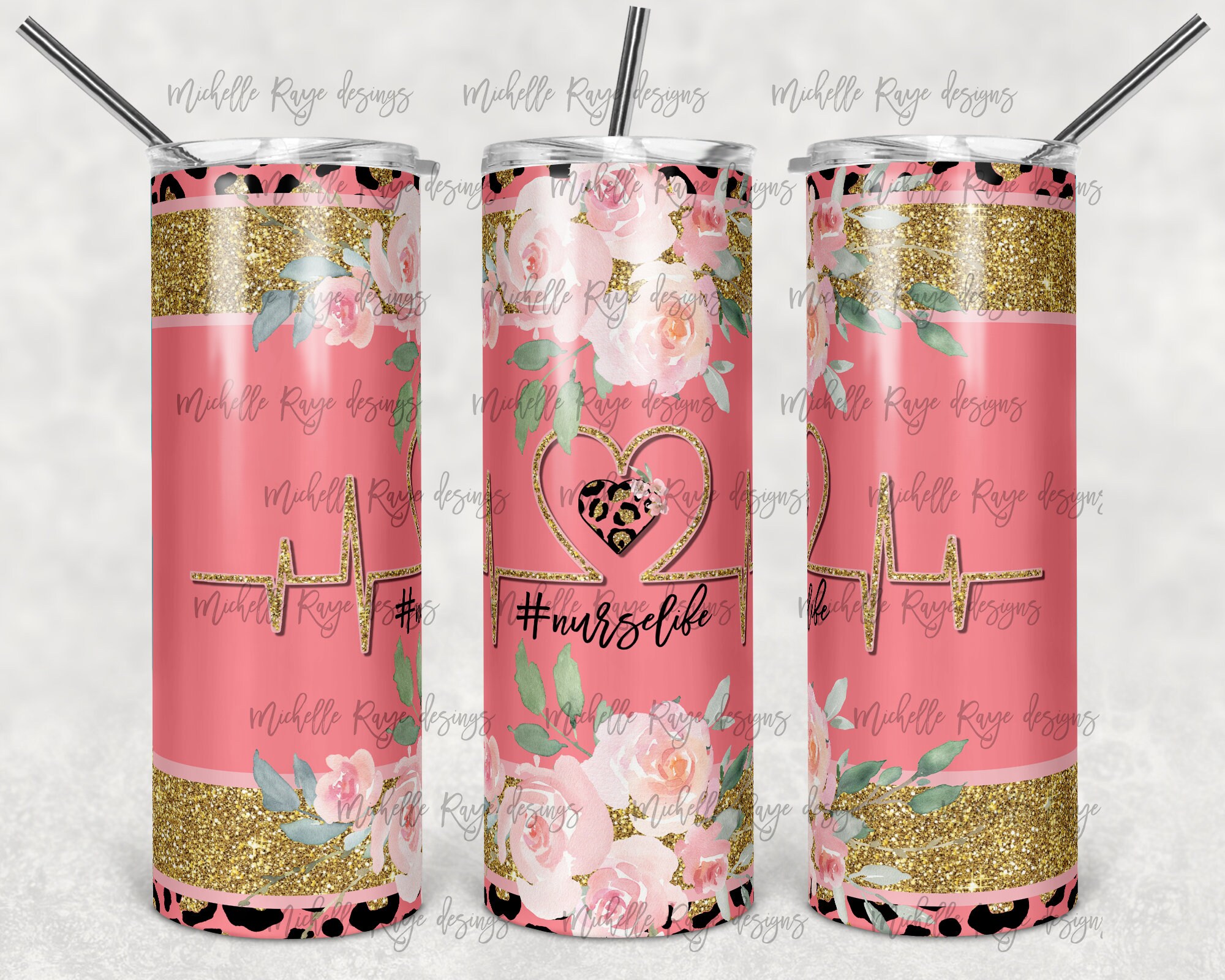 Nurse Life Pink Floral Glitter Leopard Print Sublimation 20 - Etsy