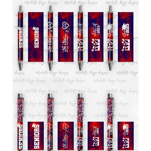 2023 Abschluss PNG Pen Wraps Rot und Blau Set 4,2023 Senior Pen Datei, Klasse von 2023 Mockup enthalten, Schulfarben, High School, College