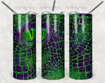 Dragon pailleté vert violet, sublimation, gobelet skinny 20 oz, téléchargement numérique instantané