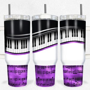 piano music notes  40 Ounce Tumbler Wrap, 40 oz music teacher tumbler wrap, purple foil wrap, Sublimation,  Instant Digital Download, PNG