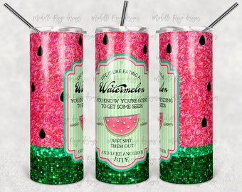 Glitter Watermelon with Seeds, Take Another Bite, Label, Pink Green Glitter, Sublimation, 20 oz Skinny Tumblers, Instant Download, Mockup