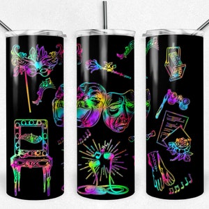 Theatre Png Tumbler wrap, Theatre Mask tumbler Design, Music Notes Tumbler File,  Skinny Tumblers, 20 oz Tumbler, Instant Download, PNG
