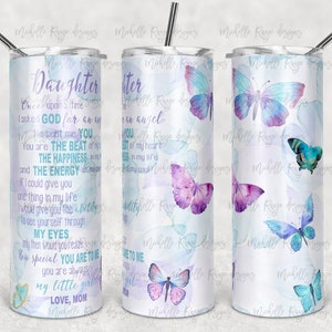 Borboleta para minha filha, Sublimação de borboletas em copos finos, Pastel, Poema para filha, Download instantâneo, png clipart Sub,