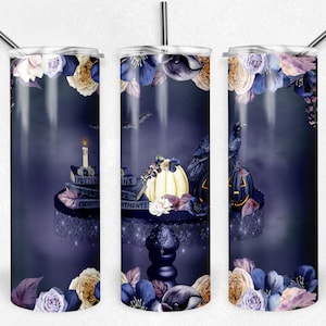 Spooky Halloween Floral Raven , Sublimation Design, 20 oz. Skinny Sublimation Tumblers, Instant Download