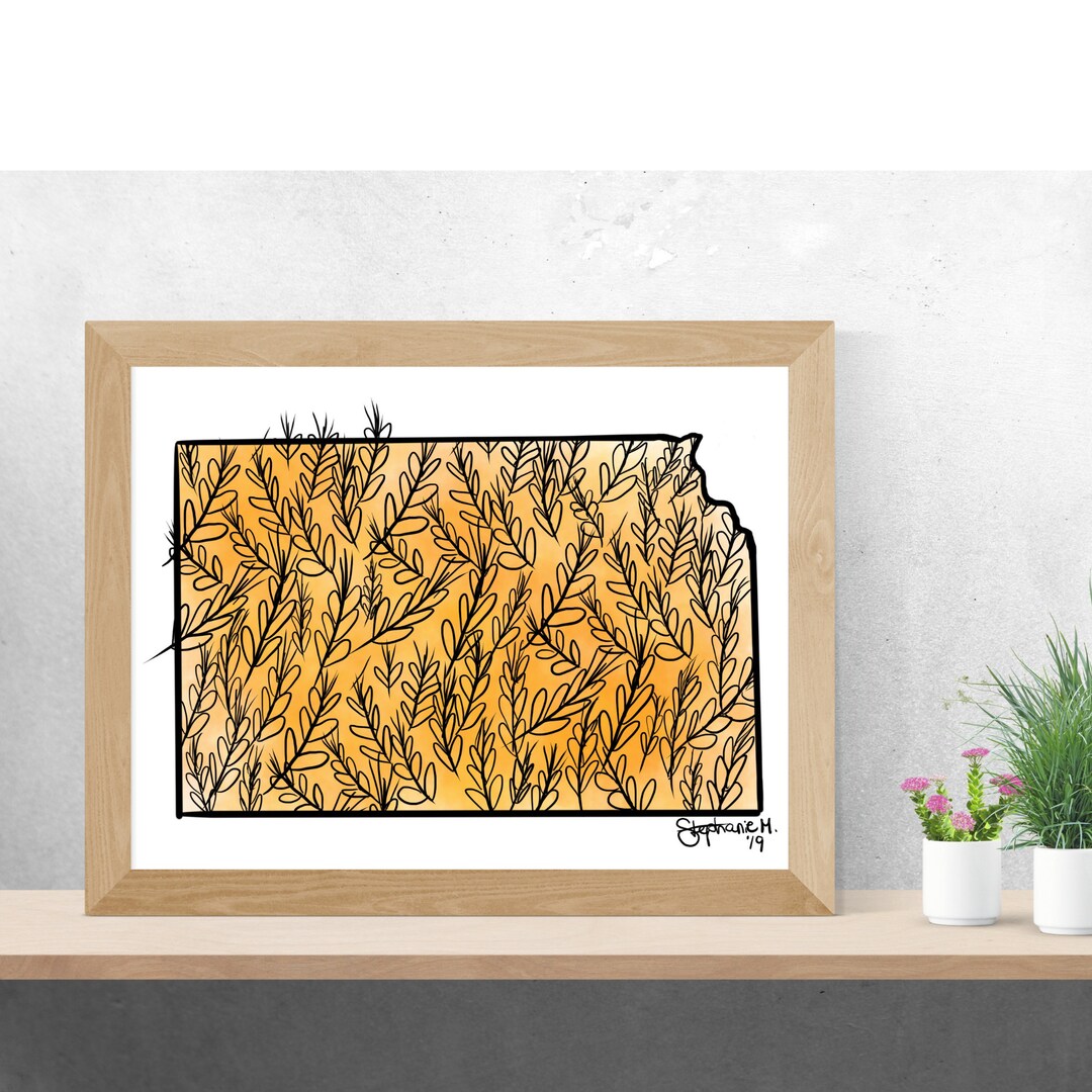 Kansas Art Print Kansas Art State Art Kansas State Art Etsy