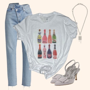 Drinking In Style Tee - Funny Graphic Tee - Champagne Shirt - Wine Lover Gift - Drinking Shirt - Bachelorette Party Tee - Girls Trip Outfit