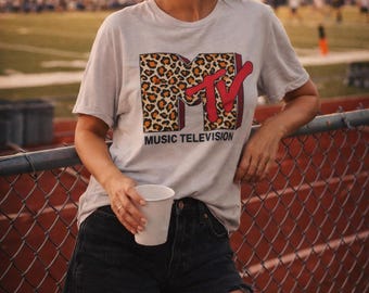 MTVLeopard T-Shirt, 90s Retro Graphic Tee, Vintage Style Shirt
