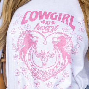 Cowgirl at Heart Graphic Tee – Western Shirt, Rodeo Outfit, Country T-Shirt, Boho Cowgirl Style, Mommy and Me, Cute Cowgirl Top