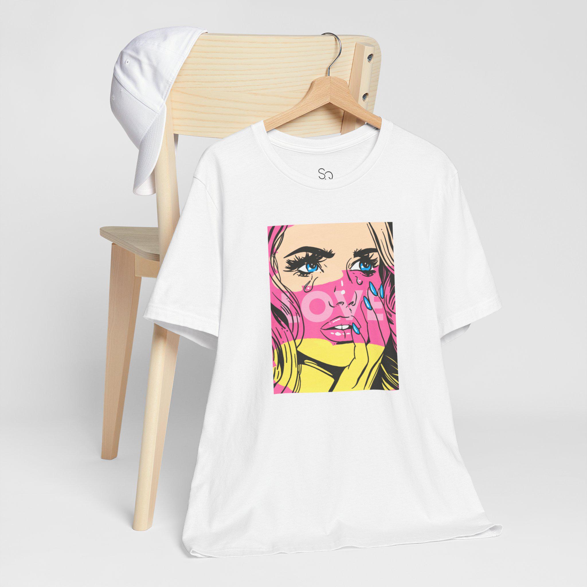 Pop Love T-shirt, Street Style Graphic Tee, Comic Art Style Shirt