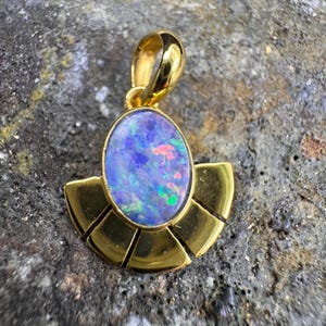 Australian Opal Silver Pendant - Opal Silver Pendant - Handmade Pendant - Blue Opal Pendant - Gemstone Jewelry - Sterling Silver Jewelry