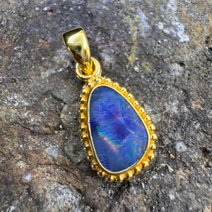 Australian Opal Silver Pendant - Opal Silver Pendant - Handmade Pendant - Blue Opal Pendant - Gemstone Jewelry - Sterling Silver Jewelry