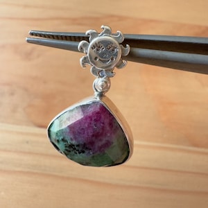 Ruby Zoisite Silver Pendant, Sterling Silver Pendant, Ruby Zoisite Gemstone Pendant, Handmade Gemstone Silver Pendant