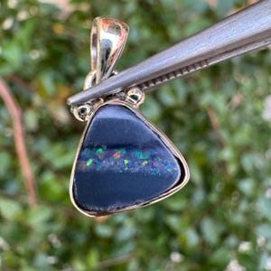 Australian Opal Silver Pendant - Opal Silver Pendant - Handmade Pendant - Blue Opal Pendant - Gemstone Jewelry - Sterling Silver Jewelry