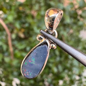 Australian Opal Silver Pendant - Opal Silver Pendant - Handmade Pendant - Blue Opal Pendant - Gemstone Jewelry - Sterling Silver Jewelry