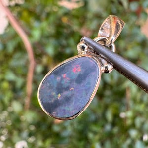 Australian Opal Silver Pendant - Opal Silver Pendant - Handmade Pendant - Blue Opal Pendant - Gemstone Jewelry - Sterling Silver Jewelry