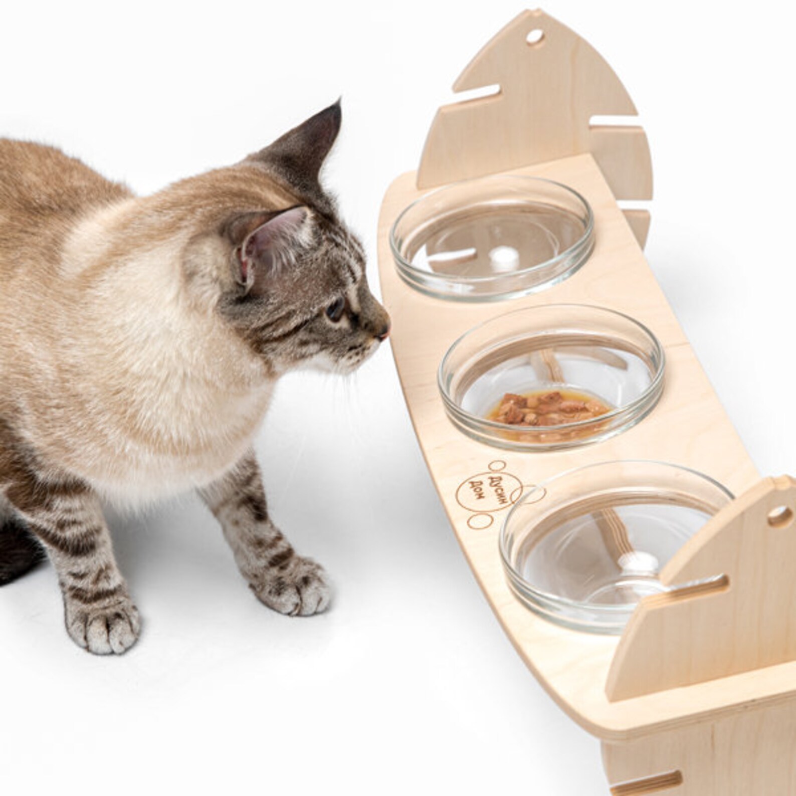 Solid Wooden Pet Multidish Rack With Bowl Wood Cat Feeder Etsy