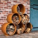 Corten Steel Log Store Circles - Metal Log Store - Weathering Steel -UK Made log basket- fire wood - modular outdoor log store 