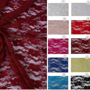Floral Stretchy Lace fabric, Nylon & Spandex, 58inch Wide, sold by the yard continuous