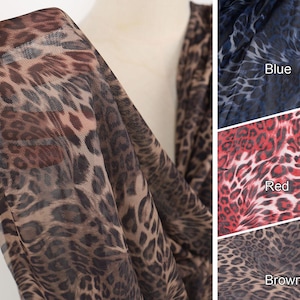 Leopard polyester spandex mesh Fabric - 4 Way Stretchy - 95gsm - Stockings leggings making - 62“ wide, sold by the yard continuous image 1