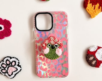 Cute Mushroom Frog Phone Grip | Fluffy Tufted Phone Holder | Cute Phone Accessories for Women | Handmade Phone Holder Stander