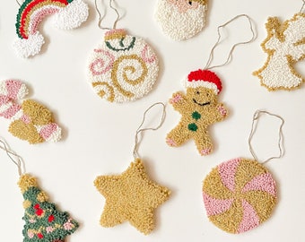Christmas Ornament Kit Set | Punch Needle Ornament Kit | DIY Craft Kit for Adults | Handmade Christmas Craft Gift | Beginner Punch Needle