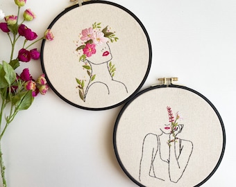 DIY Hand Embroidery Hoop Art Kit Set. Female Hoop Art . - Etsy DIY Hand Embroidery Hoop Art Kit Set. Female Hoop Art . - Etsy