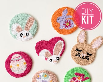 Punch Needle Coasters Kit Set | Easter Coasters Kit | Beginner Punch Needle Kit | Craft Kit for Adults | Rug Hooking Kit | Easter Gift | DIY