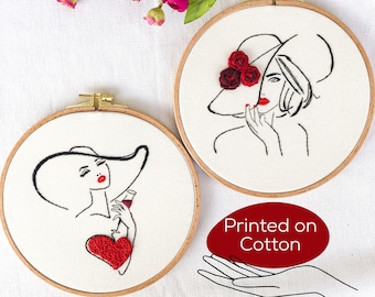 Hand Embroidery Kit for Beginners. Girls Hoop Art. Modern Hand Embroidery. Starter Embroidery Kit. Line Art Embroidery Kit.