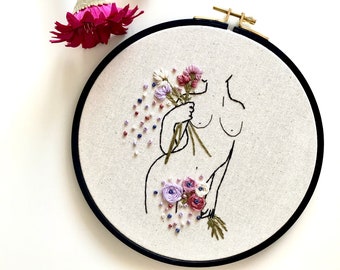 Body Positive Art Bum Art PDF Embroidery Pattern Gifts For Her Female Form Hand Embroidery Embroidery Design Beginner Sewing Pattern