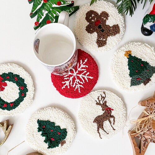 Punch Needle Coaster Kit DIY Craft Kit Handmade Mug Rug Etsy