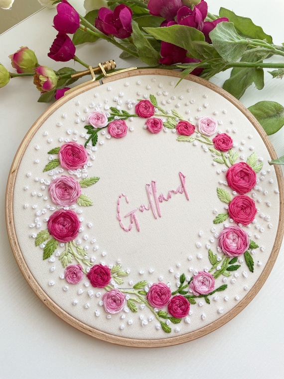 Finished 10″ Floral Embroidery With Frame And Stand