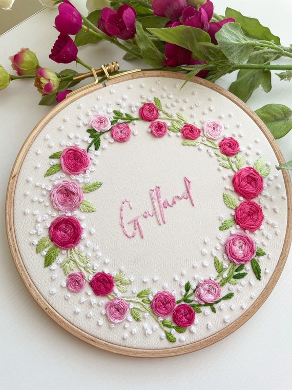 Finished 10″ Floral Embroidery With Frame And Stand