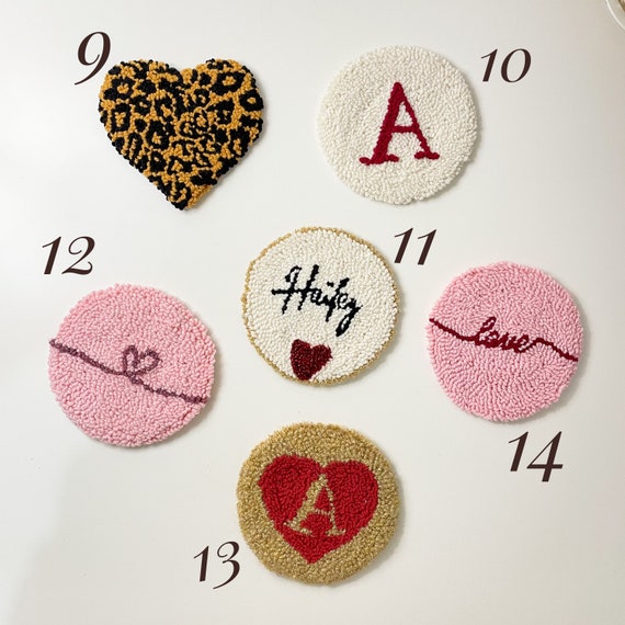 Fiupan Punch Needle Coaster kit, DIY Preppy Y2K Pattern Embroidery Rug  Coasters Punch Needle Craft with Adhesive Felt Yarns Hoop Tool, Handcraft  Punch